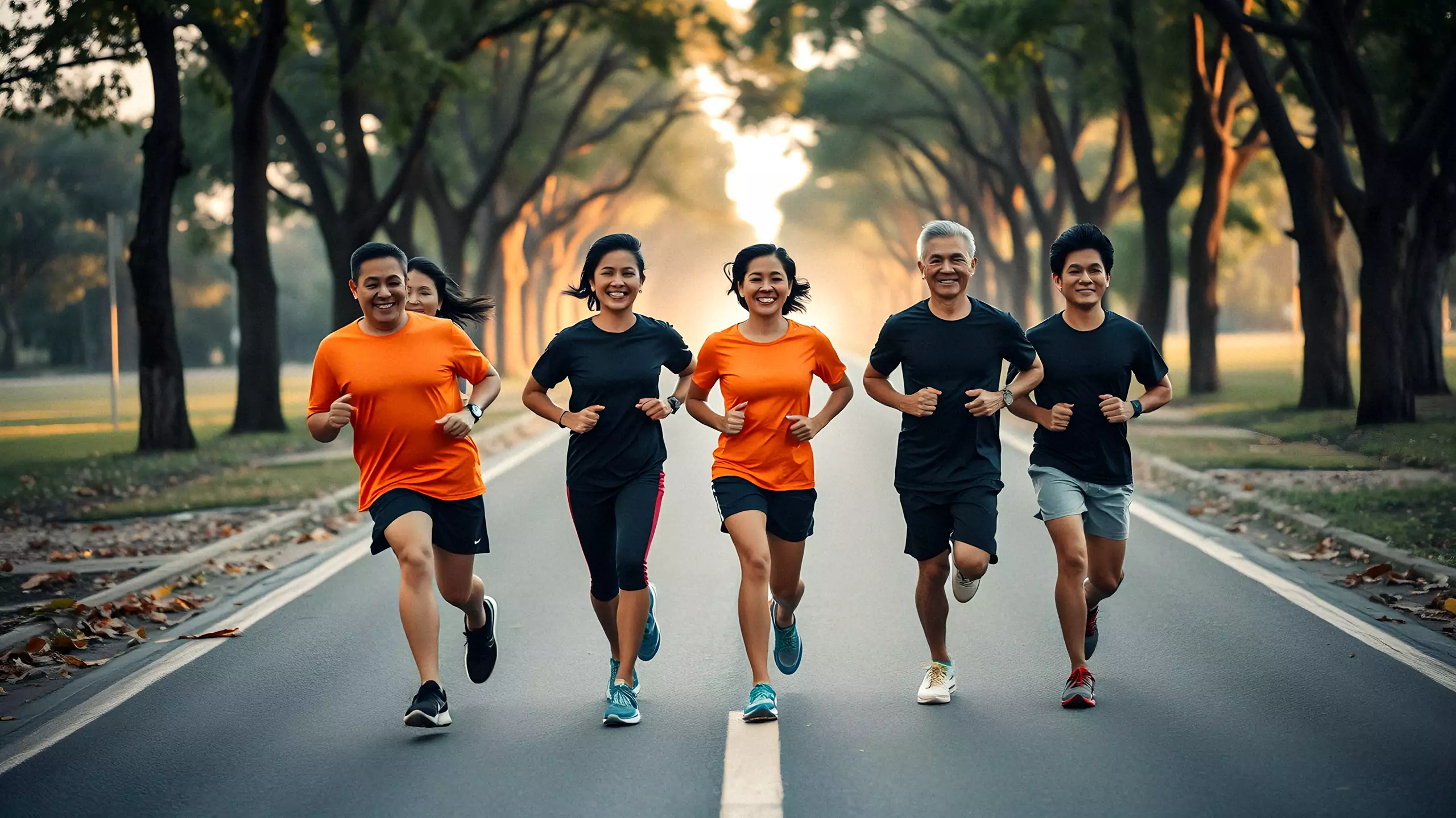 Members on the Saturday community run at sunrise