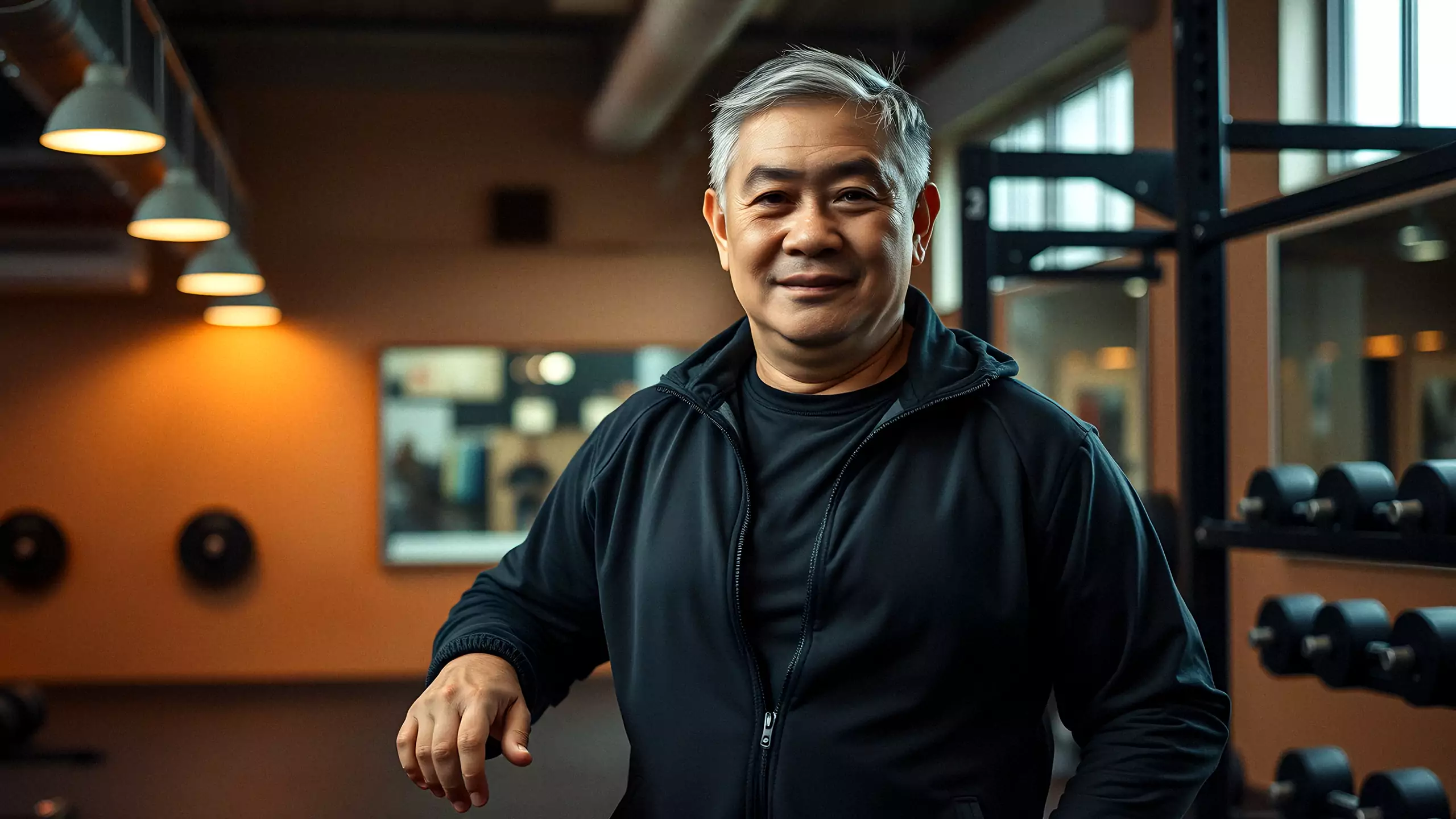The club's owner leaning on a squat rack before opening