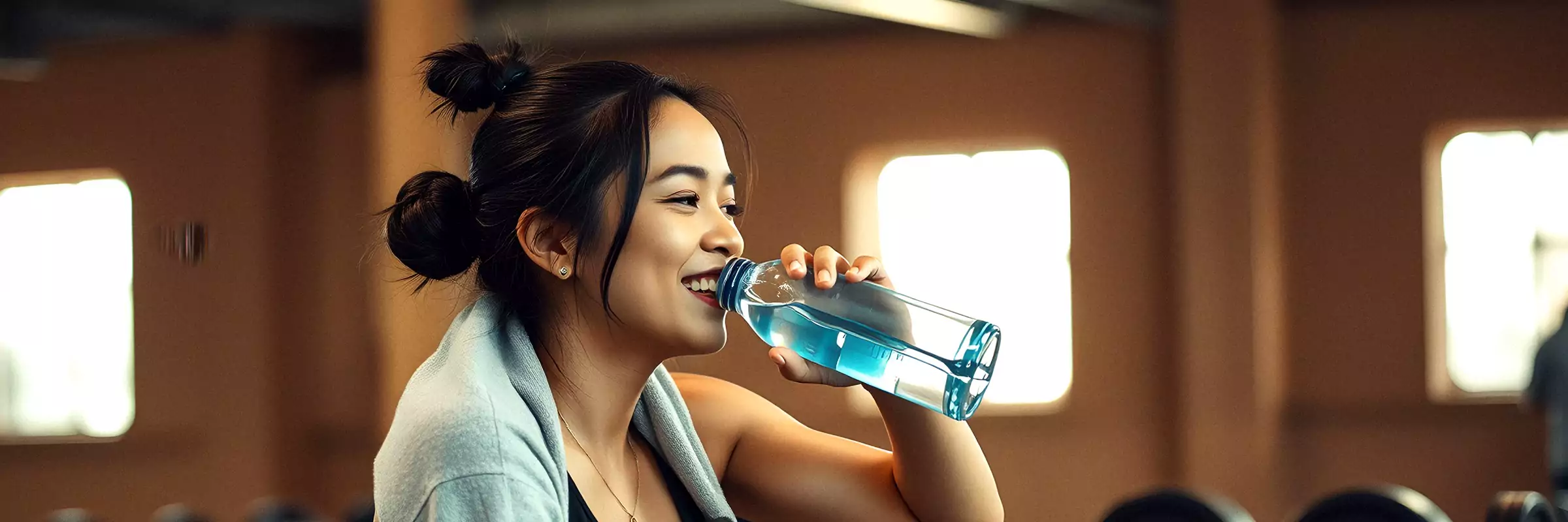 A member drinking water between sets